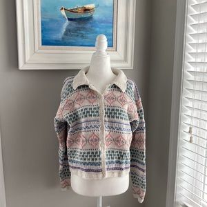 Vintage 80s 90s Paul Harris Design Fair Isle Cardigan Ramie Sweater Medium
